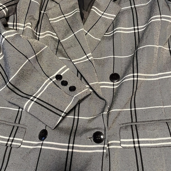 VTG Business Preppy Blazer Plaid 10 Gray Black Pads Suit Coat Jacket Power - Picture 10 of 10